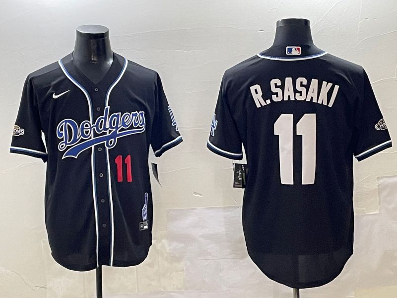 Men Los Angeles Dodgers #11 R.Sasaki Black Fashion Game 2025 Nike MLB Jersey style 30613->los angeles dodgers->MLB Jersey